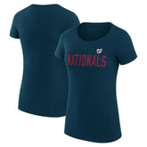 Washington Nationals G-III 4Her by Carl Banks Women's Super-Slim Fit Lightweight Dot Print T-Shirt Navy