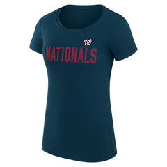 Washington Nationals G-III 4Her by Carl Banks Women's Super-Slim Fit Lightweight Dot Print T-Shirt Navy