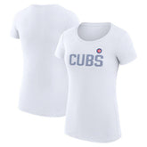 Chicago Cubs G-III 4Her by Carl Banks Women's Super-Slim Fit Lightweight Dot Print T-Shirt White