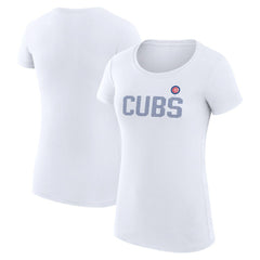 Chicago Cubs G-III 4Her by Carl Banks Women's Super-Slim Fit Lightweight Dot Print T-Shirt White