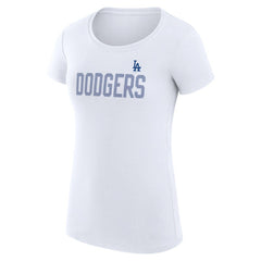 Los Angeles Dodgers G-III 4Her by Carl Banks Women's Super-Slim Fit Lightweight Dot Print T-Shirt White
