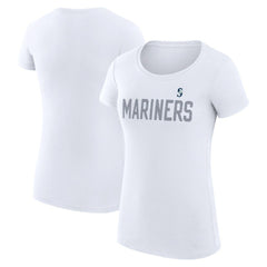 Seattle Mariners G-III 4Her by Carl Banks Women's Super-Slim Fit Lightweight Dot Print T-Shirt White