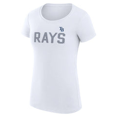 Tampa Bay Rays G-III 4Her by Carl Banks Women's Super-Slim Fit Lightweight Dot Print T-Shirt White