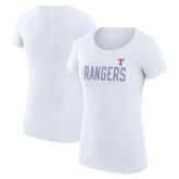 Texas Rangers G-III 4Her by Carl Banks Women's Super-Slim Fit Lightweight Dot Print T-Shirt White