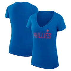 Philadelphia Phillies G-III 4Her by Carl Banks Women's Super-Slim Fit Lightweight Dot Print V-Neck T-Shirt Royal