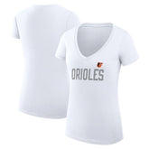 Baltimore Orioles G-III 4Her by Carl Banks Women's Super-Slim Fit Lightweight Dot Print V-Neck T-Shirt White