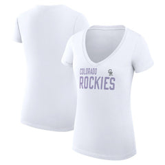 Colorado Rockies G-III 4Her by Carl Banks Women's Super-Slim Fit Lightweight Dot Print V-Neck T-Shirt White