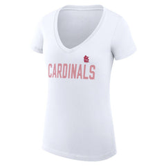 St. Louis Cardinals G-III 4Her by Carl Banks Women's Super-Slim Fit Lightweight Dot Print V-Neck T-Shirt White