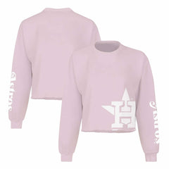 Houston Astros Women's Cropped Slouchy Long Sleeve T-Shirt Pink