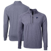 Atlanta Falcons Cutter & Buck Big & Tall Adapt Eco Knit Quarter-Zip Pullover Top - Heather Navy on sale