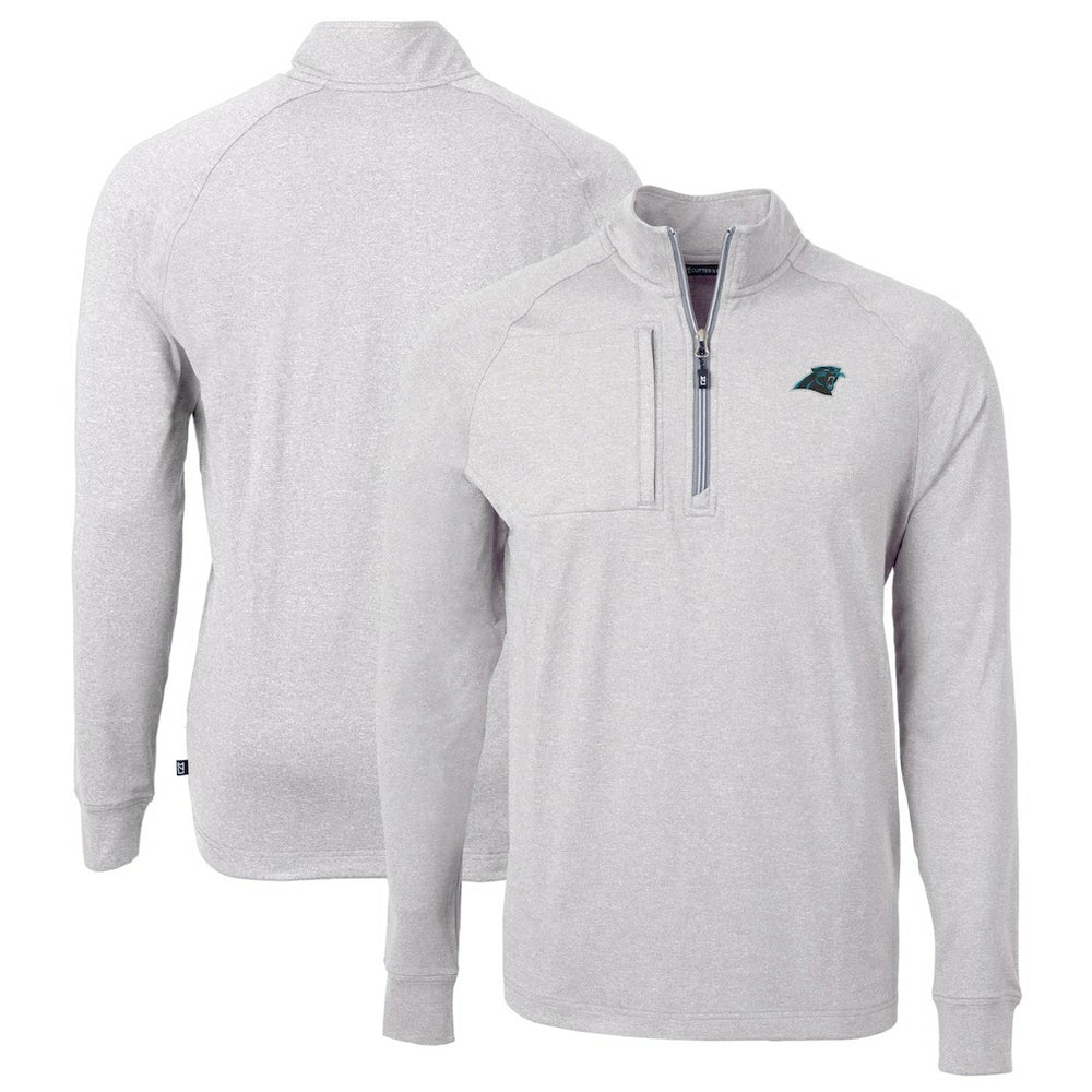Carolina Panthers Cutter & Buck Big & Tall Adapt Eco Knit Quarter-Zip Pullover Top - Heather Gray online