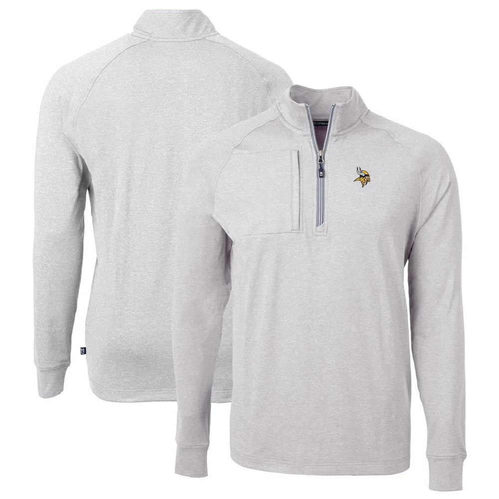 Minnesota Vikings Cutter & Buck Big & Tall Adapt Eco Knit Quarter-Zip Pullover Top - Heather Gray discount