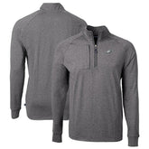Philadelphia Eagles Cutter & Buck Big & Tall Adapt Eco Knit Quarter-Zip Pullover Top - Heather Black for sale