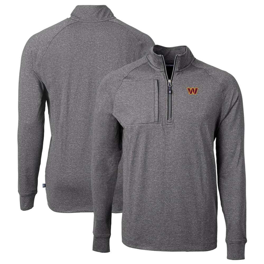 Washington Commanders Cutter & Buck Big & Tall Adapt Eco Knit Quarter-Zip Pullover Top - Heather Black discount