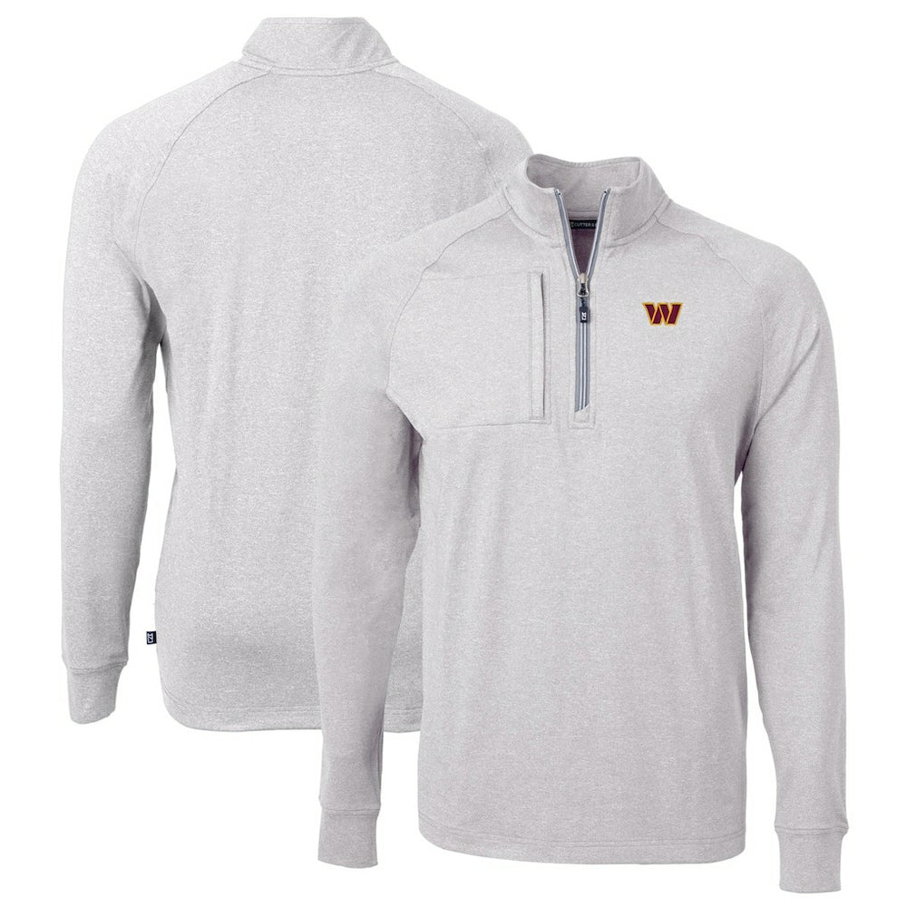 Washington Commanders Cutter & Buck Big & Tall Adapt Eco Knit Quarter-Zip Pullover Top - Heather Gray sale