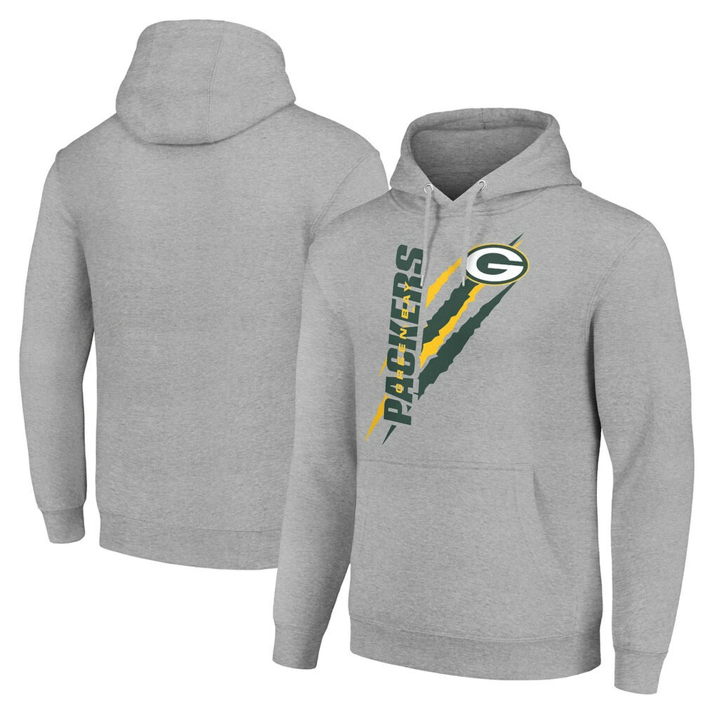 Green Bay Packers Starter Unisex Color Scratch Fleece Pullover Hoodie - Heather Gray outlet