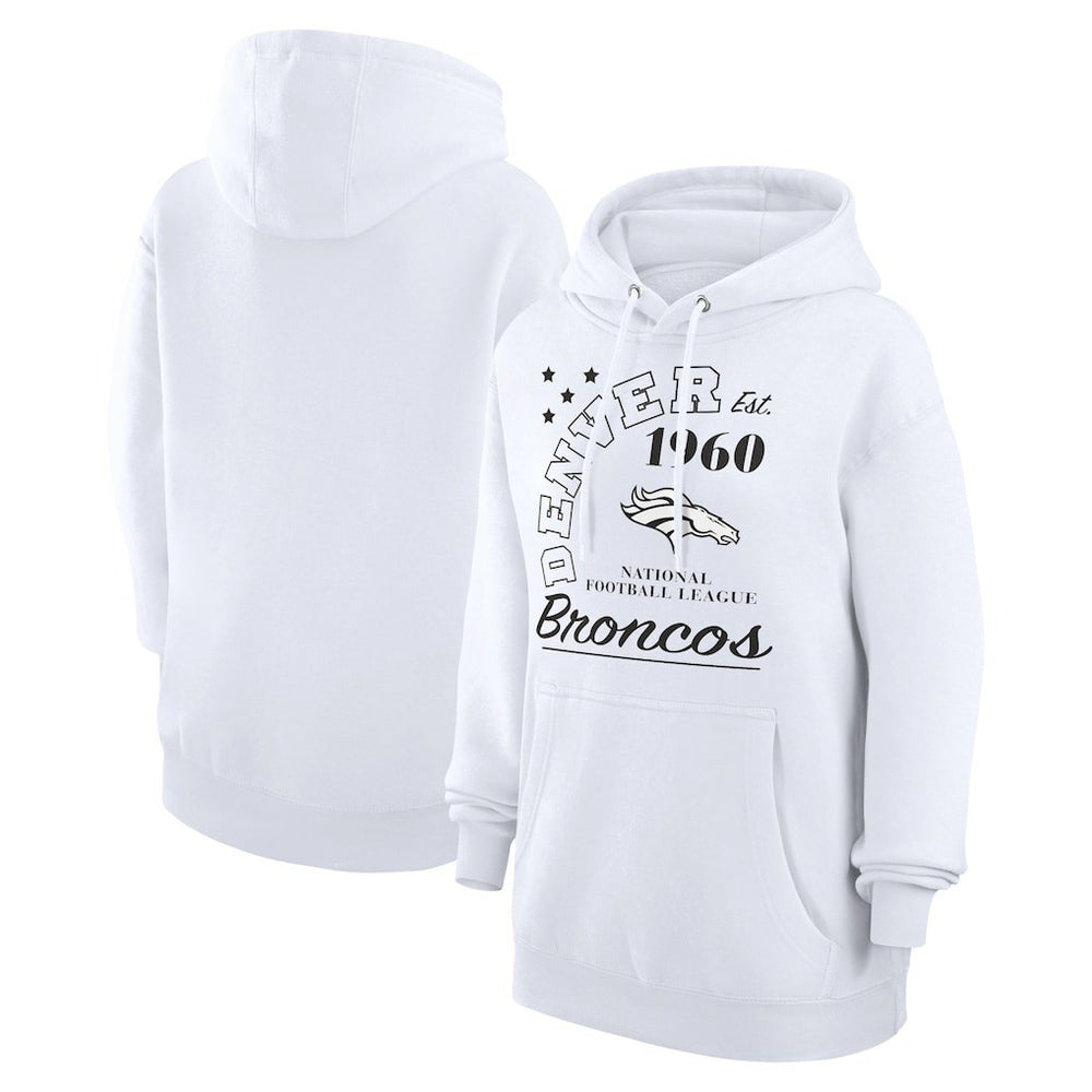 Denver Broncos Starter Unisex Arch Team Fleece Pullover Hoodie - White discount