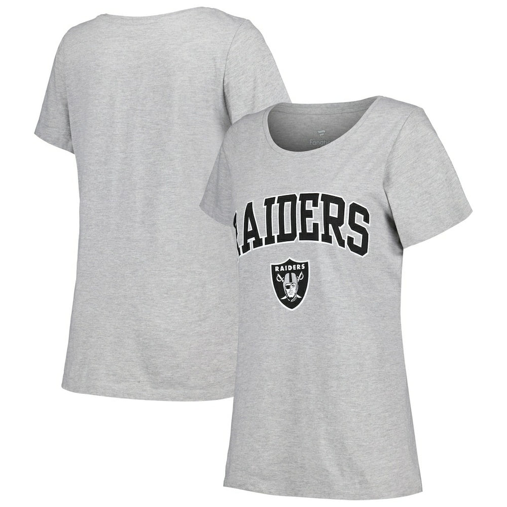 Las Vegas Raiders Women's Plus Size Arch Over Logo T-Shirt - Heather Gray for sale