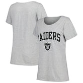 Las Vegas Raiders Women's Plus Size Arch Over Logo T-Shirt - Heather Gray for sale