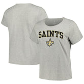 New Orleans Saints Women's Plus Size Arch Over Logo T-Shirt - Heather Gray for sale