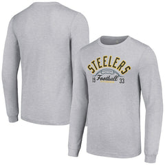 Pittsburgh Steelers Starter Half Ball Team Long Sleeve T-Shirt - Heather Gray on sale