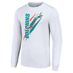 Miami Dolphins Starter Color Scratch Long Sleeve T-Shirt - White discount
