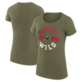 Minnesota Wild G-III 4Her by Carl Banks Women's Super-Slim Fit Lightweight City Graphic Sport Crewneck T-Shirt - Green T-shirts