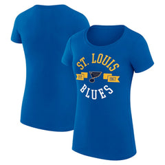 St. Louis Blues G-III 4Her by Carl Banks Women's Super-Slim Fit Lightweight City Graphic Sport Crewneck T-Shirt - Royal T-shirts