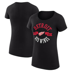 Detroit Red Wings G-III 4Her by Carl Banks Women's Super-Slim Fit Lightweight City Graphic Sport Crewneck T-Shirt - Black T-shirts