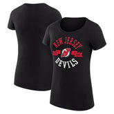 New Jersey Devils G-III 4Her by Carl Banks Women's Super-Slim Fit Lightweight City Graphic Sport Crewneck T-Shirt - Black T-shirts