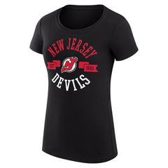 New Jersey Devils G-III 4Her by Carl Banks Women's Super-Slim Fit Lightweight City Graphic Sport Crewneck T-Shirt - Black T-shirts