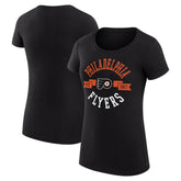 Philadelphia Flyers G-III 4Her by Carl Banks Women's Super-Slim Fit Lightweight City Graphic Sport Crewneck T-Shirt - Black T-shirts