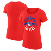 New York Rangers G-III 4Her by Carl Banks Women's Super-Slim Fit Lightweight City Graphic Sport Crewneck T-Shirt - Red T-shirts