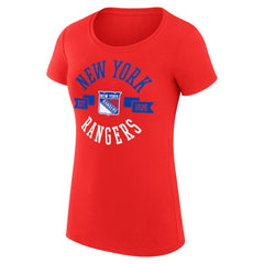New York Rangers G-III 4Her by Carl Banks Women's Super-Slim Fit Lightweight City Graphic Sport Crewneck T-Shirt - Red T-shirts