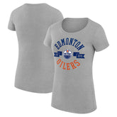 Edmonton Oilers G-III 4Her by Carl Banks Women's Super-Slim Fit Lightweight City Graphic Sport Crewneck T-Shirt - Heather Gray T-shirts