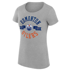 Edmonton Oilers G-III 4Her by Carl Banks Women's Super-Slim Fit Lightweight City Graphic Sport Crewneck T-Shirt - Heather Gray T-shirts