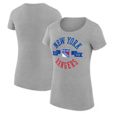 New York Rangers G-III 4Her by Carl Banks Women's Super-Slim Fit Lightweight City Graphic Sport Crewneck T-Shirt - Heather Gray T-shirts