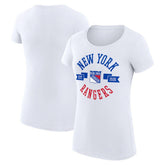New York Rangers G-III 4Her by Carl Banks Women's Super-Slim Fit Lightweight City Graphic Sport Crewneck T-Shirt - White T-shirts