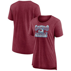 Colorado Avalanche Women's Crash the Net Tri-Blend T-Shirt - Burgundy T-shirts