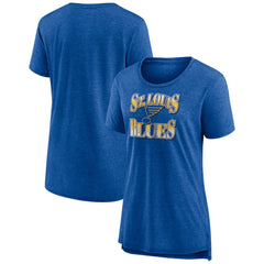 St. Louis Blues Women's Crash the Net Tri-Blend T-Shirt - Blue T-shirts