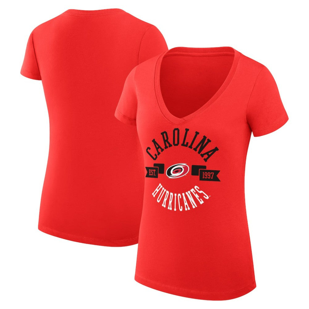 Carolina Hurricanes G-III 4Her by Carl Banks Women's Super-Slim Fit Lightweight City Graphic V-Neck T-Shirt - Red T-shirts