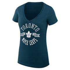 Toronto Maple Leafs G-III 4Her by Carl Banks Women's Super-Slim Fit Lightweight City Graphic V-Neck T-Shirt - Navy T-shirts