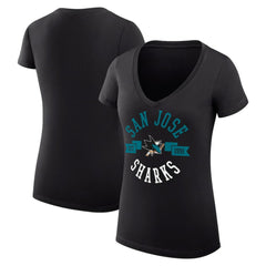 San Jose Sharks G-III 4Her by Carl Banks Women's Super-Slim Fit Lightweight City Graphic V-Neck T-Shirt - Black T-shirts