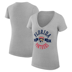 Florida Panthers G-III 4Her by Carl Banks Women's Super-Slim Fit Lightweight City Graphic V-Neck T-Shirt - Heather Gray T-shirts