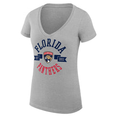 Florida Panthers G-III 4Her by Carl Banks Women's Super-Slim Fit Lightweight City Graphic V-Neck T-Shirt - Heather Gray T-shirts