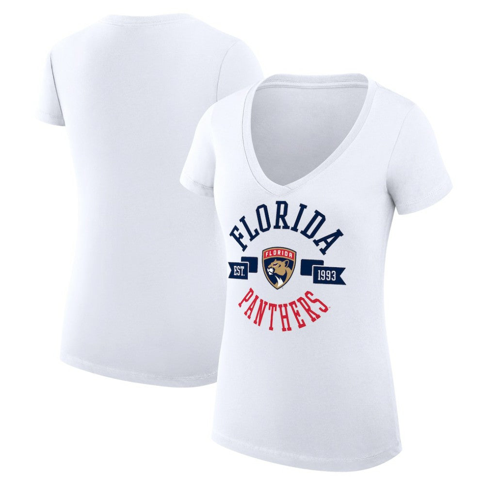 Florida Panthers G-III 4Her by Carl Banks Women's Super-Slim Fit Lightweight City Graphic V-Neck T-Shirt - White T-shirts