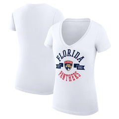 Florida Panthers G-III 4Her by Carl Banks Women's Super-Slim Fit Lightweight City Graphic V-Neck T-Shirt - White T-shirts