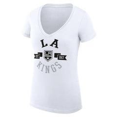 Los Angeles Kings G-III 4Her by Carl Banks Women's Super-Slim Fit Lightweight City Graphic V-Neck T-Shirt - White T-shirts