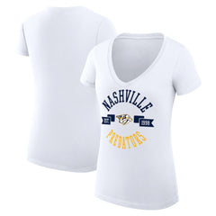 Nashville Predators G-III 4Her by Carl Banks Women's Super-Slim Fit Lightweight City Graphic V-Neck T-Shirt - White T-shirts