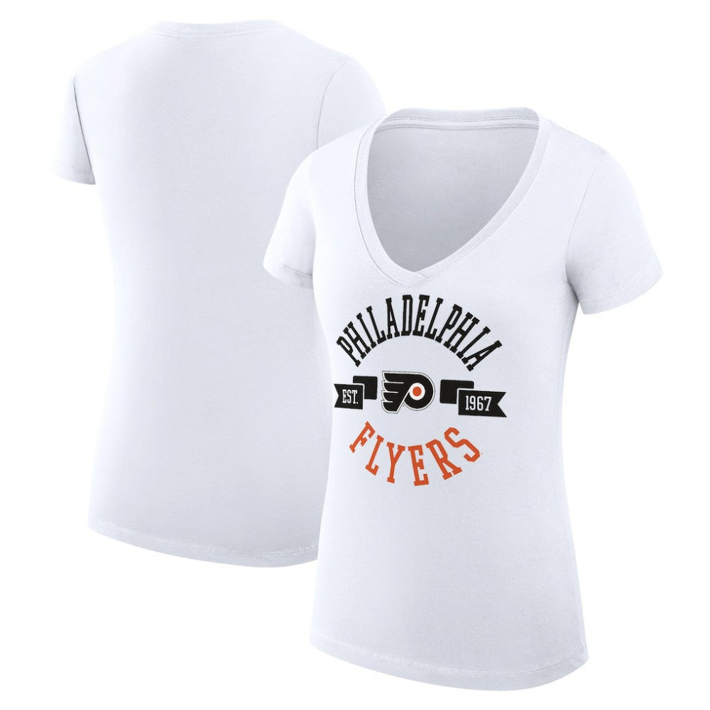 Philadelphia Flyers G-III 4Her by Carl Banks Women's Super-Slim Fit Lightweight City Graphic V-Neck T-Shirt - White T-shirts